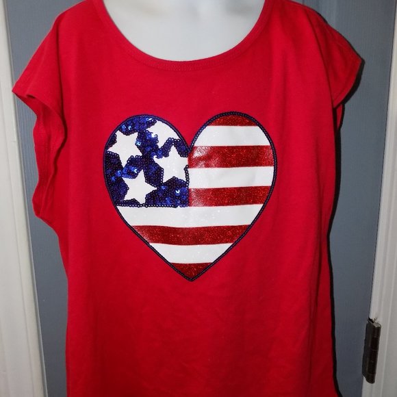 The Children's Place USA Red Sequin Flag Heart